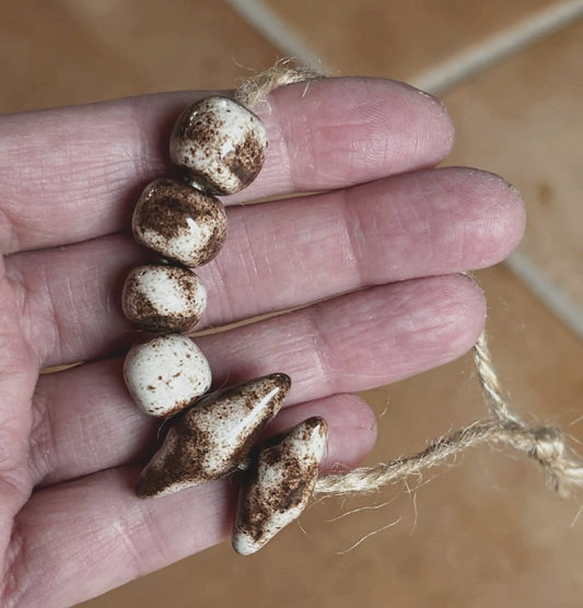 6 rustic earthy stoneware BEADS